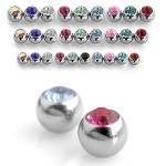 Náhradní kulička chirurgická ocel s kamínkem 1,2 x 4 mm (světle zelená)