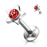 Piercing do brady - labreta hvězda (červená)
