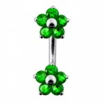 Stříbrný piercing do pupíku - kytičky (růžová)