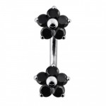 Stříbrný piercing do pupíku - kytičky (růžová)