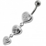 Stříbrný piercing do pupíku - srdíčka (růžová)