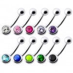 Stříbrný piercing do pupíku se zirkonem (čirá)