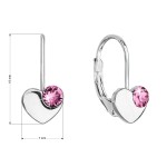 Stříbrné visací náušnice se Swarovski krystaly srdíčka 31299.3 růžové