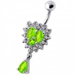 Stříbrný piercing do pupíku (čirá/tmavě  fialová)