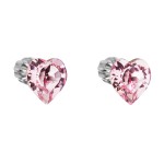 Stříbrné náušnice pecka s krystaly Swarovski růžové srdce 31139.3 [0]