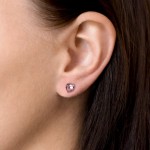 Stříbrné náušnice pecka s krystaly Swarovski růžové srdce 31139.3 [1]