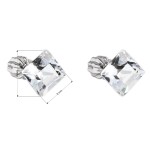 Stříbrné náušnice pecka s krystaly Swarovski bílý čtverec 31065.1 [2]