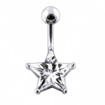 Stříbrný piercing do pupíku - hvězda (růžová)