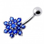 Stříbrný piercing do pupíku - kytička (růžová)