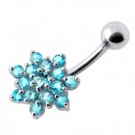 Stříbrný piercing do pupíku - kytička (růžová)
