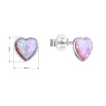 Stříbrné náušnice pecky se syntetickým opálem růžové srdce 11337.3 [1]
