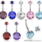 Ocelový piercing do pupíku - vnitřní závit (fialová)