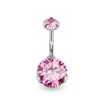 Ocelový piercing do pupíku - vnitřní závit (fialová)