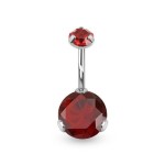 Ocelový piercing do pupíku - vnitřní závit (červená)