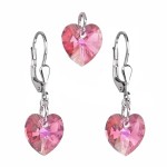 Sada šperků s krystaly Swarovski náušnice a přívěsek růžová srdce 39003.3 rosaline [0]