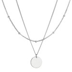 Stříbrný náhrdelník dvouřadý s placičkou a řetízkem s kuličkami 62002 [0]