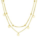 Pozlacený náhrdelník dvouřadý malé placičky a kuličky 62007