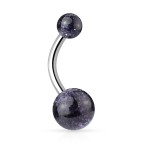 Piercing do pupíku - banánek se třpytkami (růžová)