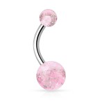 Piercing do pupíku - banánek se třpytkami (růžová)