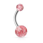 Piercing do pupíku - banánek se třpytkami (růžová)
