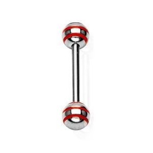 Piercing do jazyka - červené pruhy
