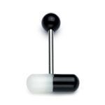 Piercing do jazyka - kapsle (černá/bílá)