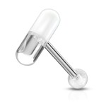 Piercing do jazyka - kapsle (černá/bílá)