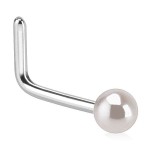 Zahnutý piercing do nosu perlička (bílá) [4]