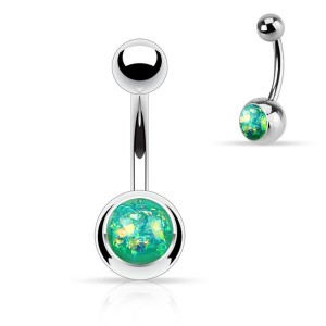 Piercing do pupíku - banánek zelený glitrový