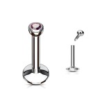 Piercing do brady - labreta, zirkon 2 mm (čirá, 1,2 x 8 mm)