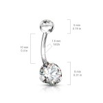 Piercing do pupíku - banánek se zirkony (zelená, 1,6 x 10 mm)