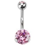Piercing do pupíku - banánek se zirkony (zelená, 1,6 x 10 mm)