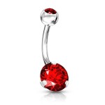 Piercing do pupíku - banánek se zirkony (zelená, 1,6 x 10 mm)