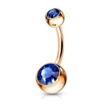 Zlacený piercing do pupíku - banánek (tmavě růžová)