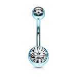 Piercing do pupíku - banánek (čirá/tmavě zelená)