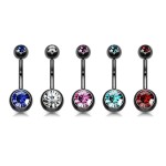 Piercing do pupíku banánek (černý/tyrkysové, 1,6 x 10 mm)