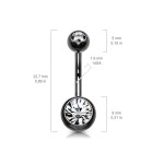 Piercing do pupíku banánek (černý/tyrkysové, 1,6 x 10 mm)