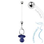 Těhotenský piercing do pupíku - dudlík (modrá, 1,6 x 25 mm) [5]