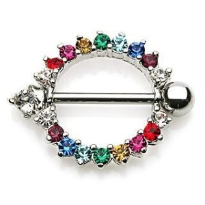 Piercing do bradavky - barevné zirkony