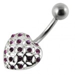 Stříbrný piercing do pupíku - srdíčko (čirá)