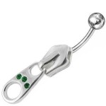 Stříbrný piercing do pupíku - zip (růžová)