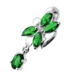 Stříbrný piercing do pupíku se štítem - obrácený (čirá)