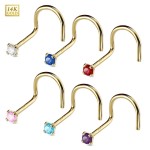 Zlatý piercing do nosu, Au 585/1000 - kamínek 2 mm (růžová, 0,14 g)