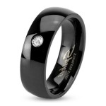 Černý ocelový prsten šíře 6 mm (49) [0]