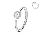 Piercing do nosu/ucha kruh se zirkonem (černá)
