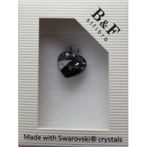 Stříbrný přívěsek srdce z dílny Crystals from Swarovski®, Silver Night