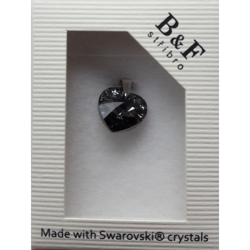 Stříbrný přívěsek srdce z dílny Crystals from Swarovski®,  Silver Night