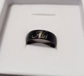 Černý matný ocelový prsten, šíře 6 mm (65) [2]