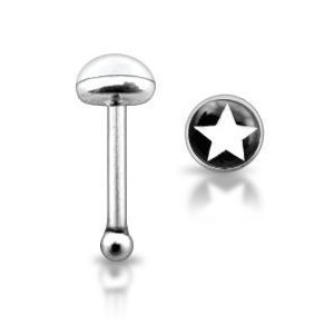 Stříbrný piercing do nosu - bílá hvězda