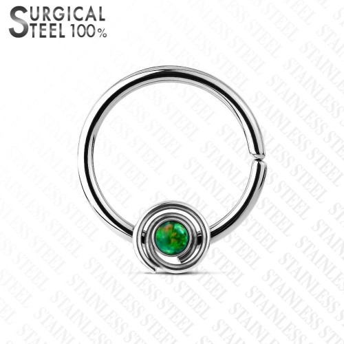 Piercing do nosu/ucha kruh, opál zelený
